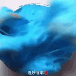 gif of someone playing with blue slime